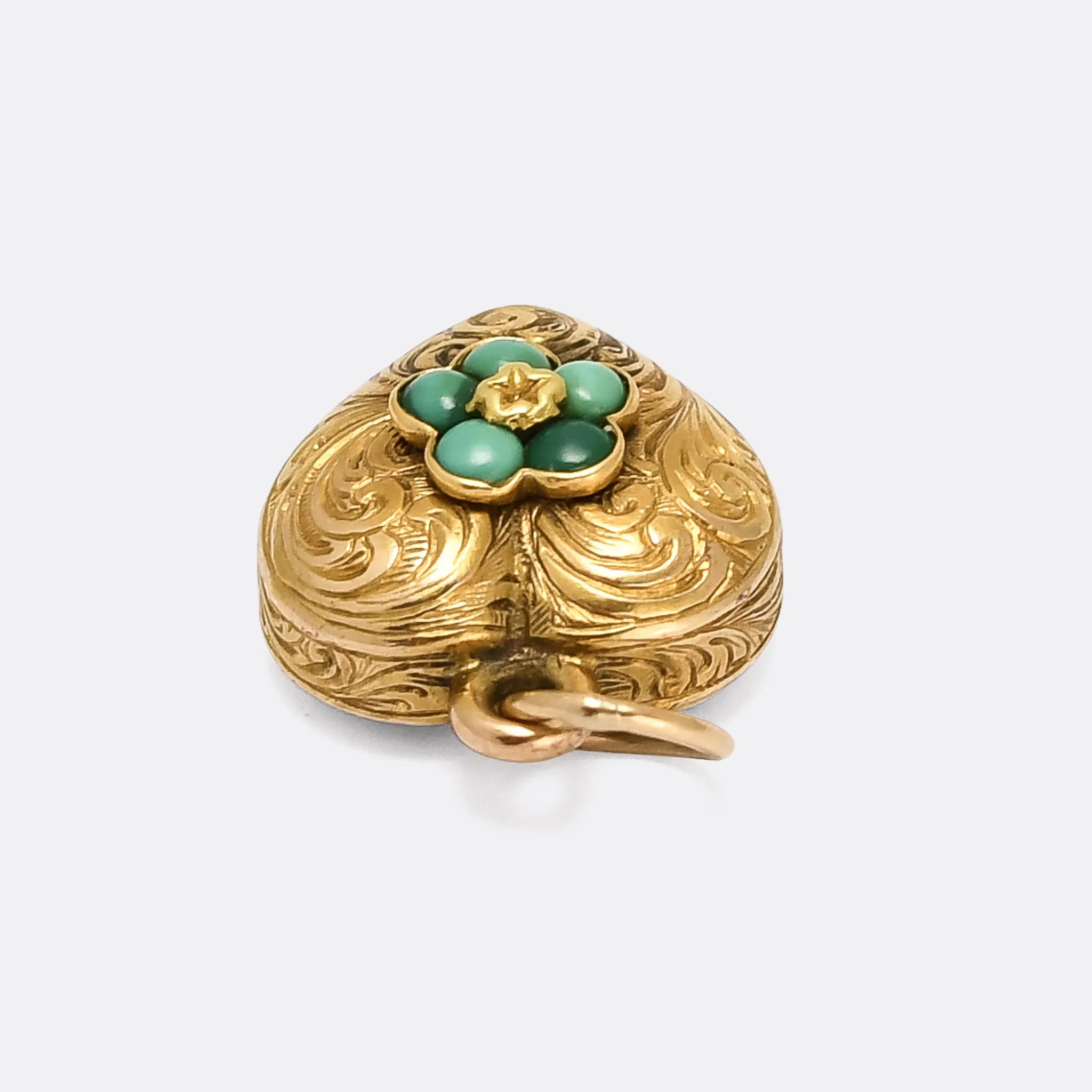 Mid Victorian Turquoise Pansy Heart Locket