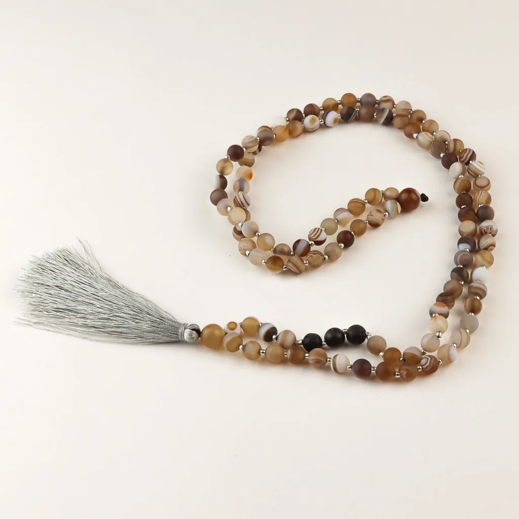 Mixed Agate & Lavastone Mala Beads - 6mm