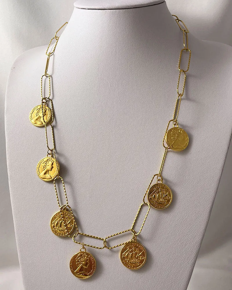 MULTI COIN NECKLACE IN GOLD