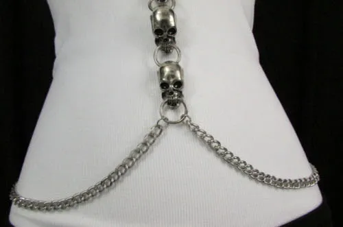 Multi Skull Charm Gothic Style Metal Body Chain