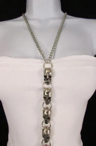 Multi Skull Charm Gothic Style Metal Body Chain