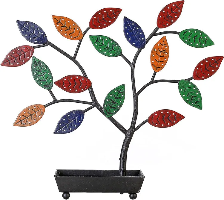 Multicolored Jewelry Tree, Earring Necklace Holder with Ring Dish Tray