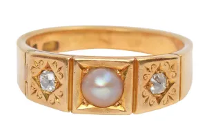 Natural Pearl Diamond Secret Locket Ring