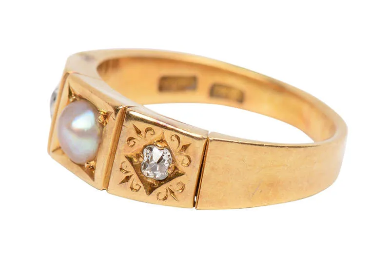 Natural Pearl Diamond Secret Locket Ring
