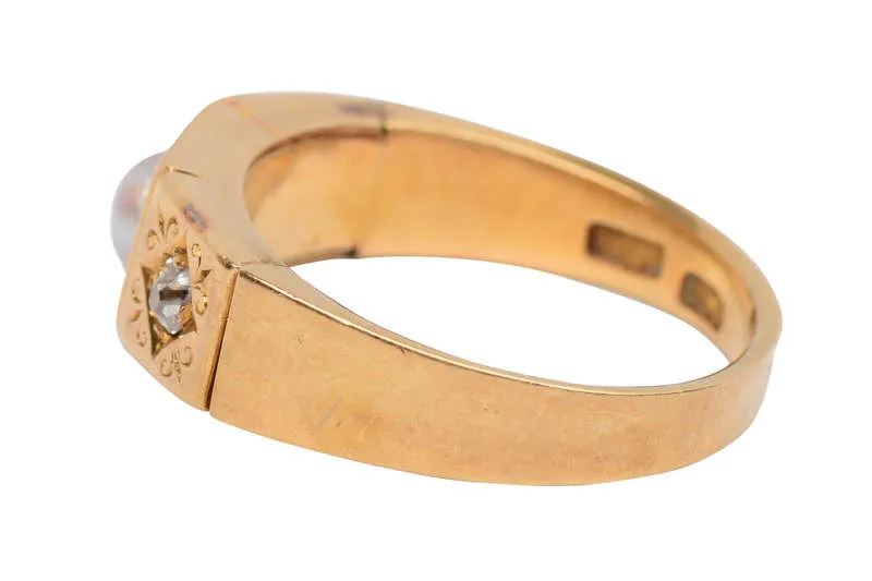 Natural Pearl Diamond Secret Locket Ring