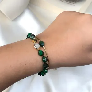 Nephrite Jade & Pearl Women Bracelet Set