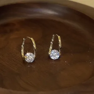 New Simple Single Zirconia Earrings For Women