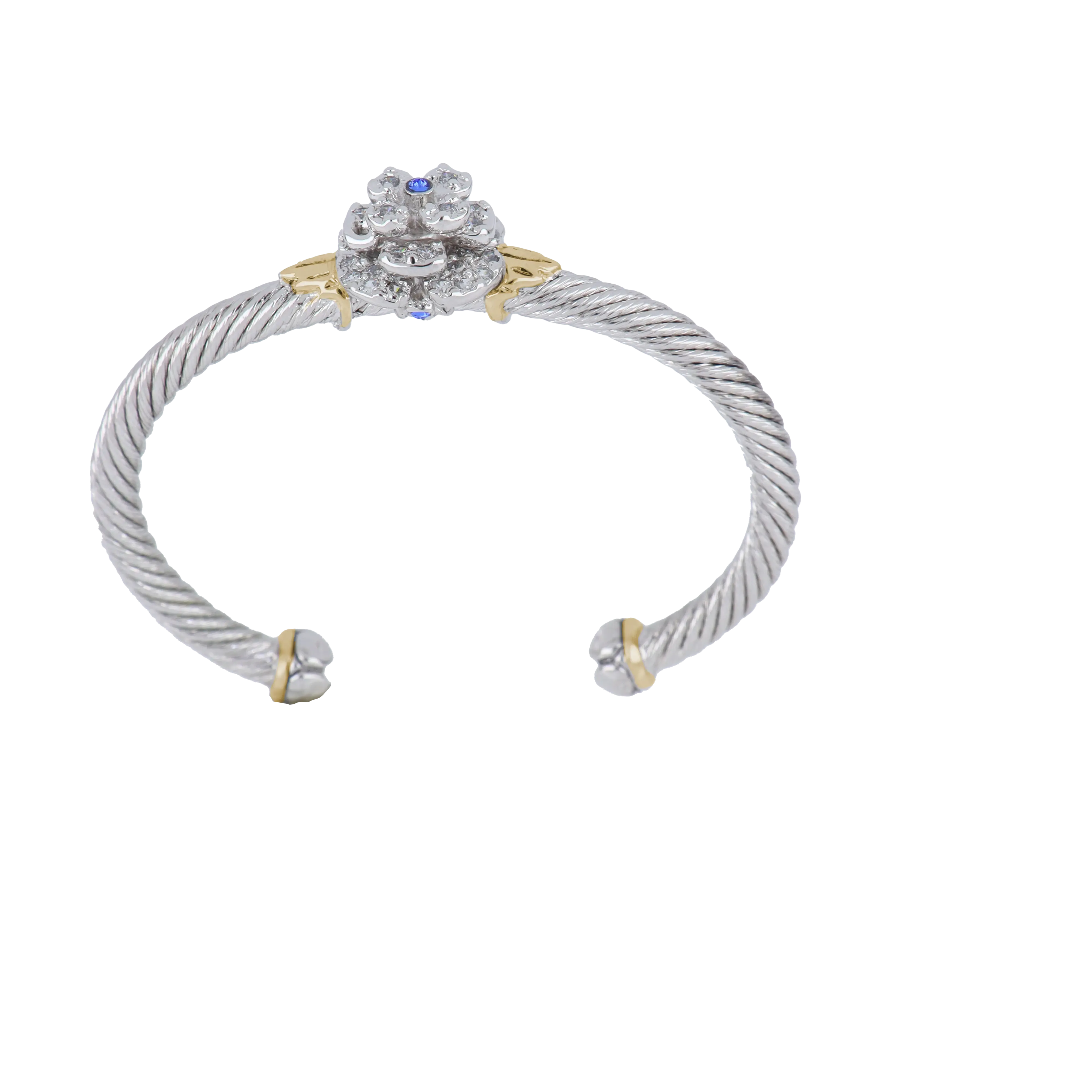 Novelão Collection Center Flower Pavé Cuff Bracelet