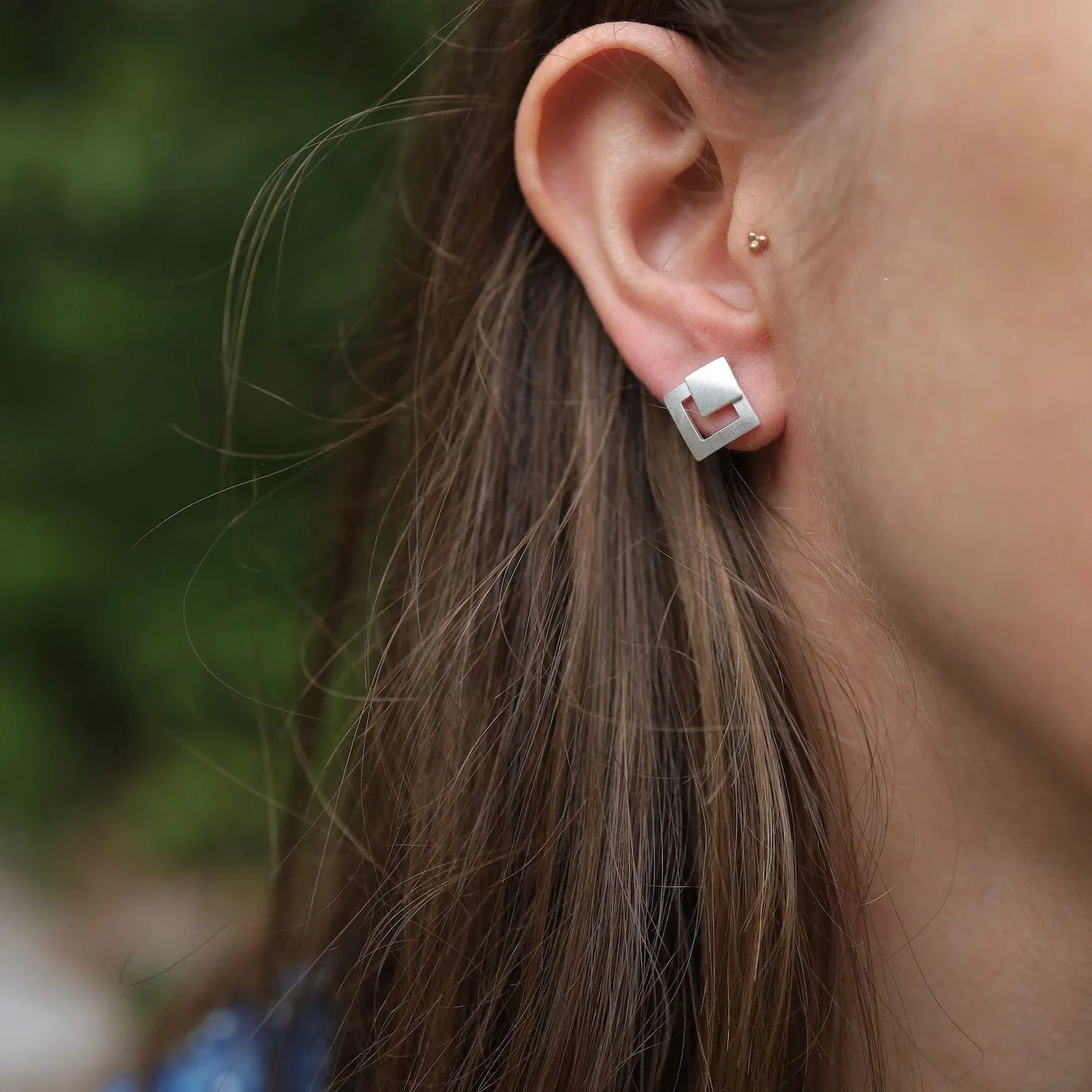 Open Diamond Post Earring