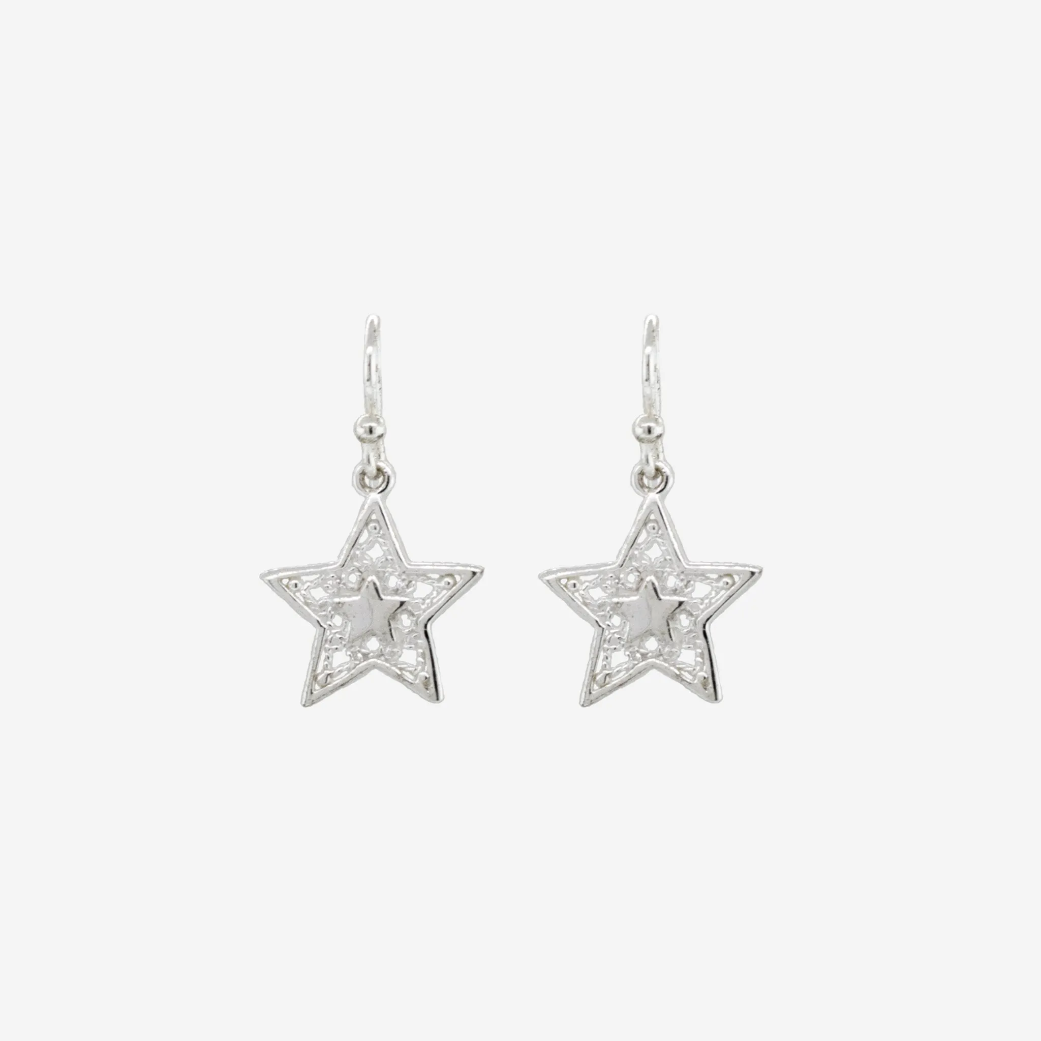 Open Star Drop Earrings with Rope Design