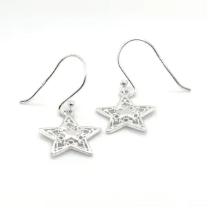 Open Star Drop Earrings with Rope Design