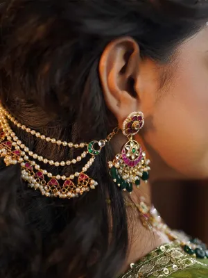 Pachi Kundan Embedded Ear Chains