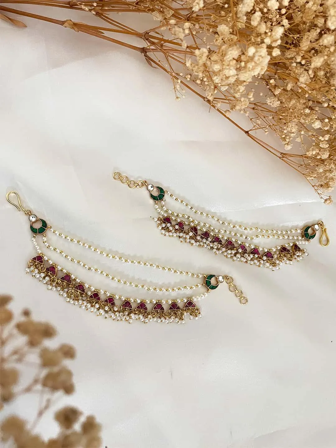 Pachi Kundan Embedded Ear Chains