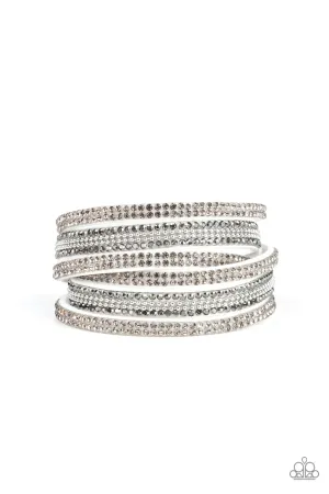Paparazzi Royal Razzle White Double Wrap Snap Bracelet - P9UR-WTXX-086XX