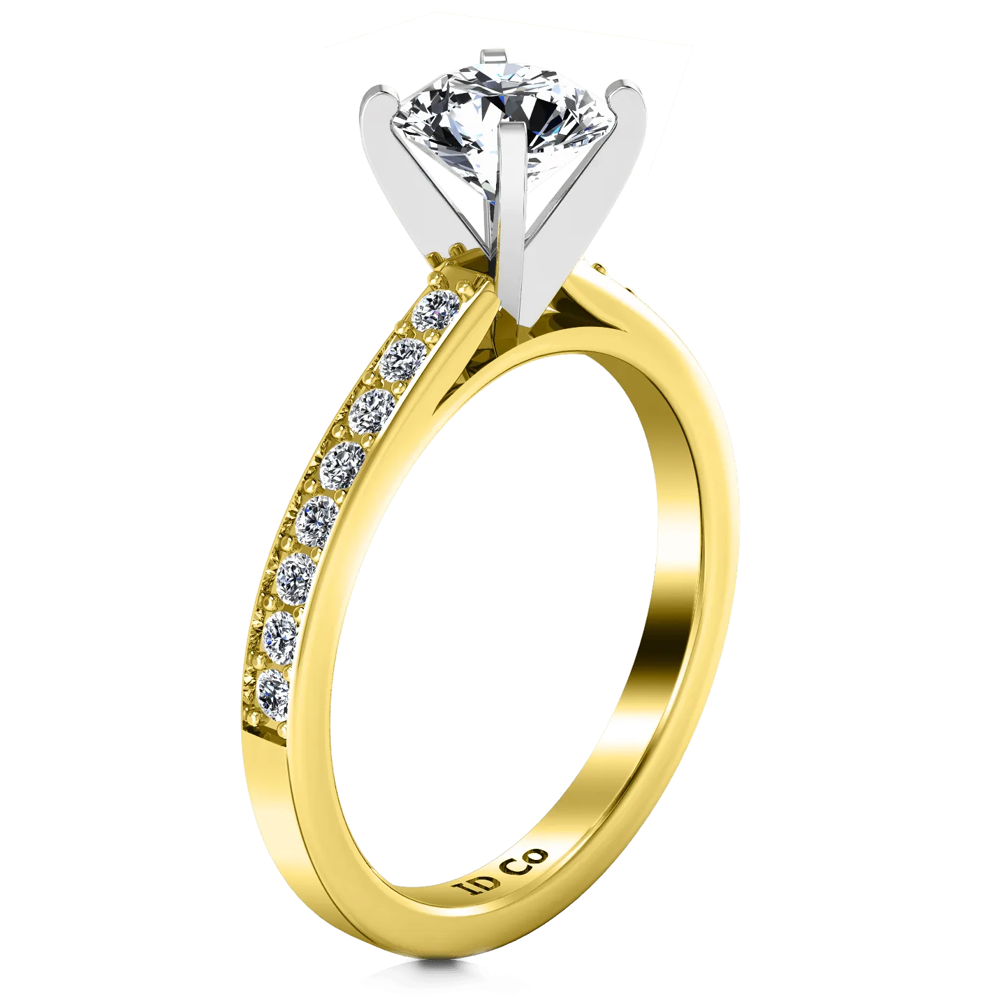 Pave Diamond EngagementRing Belle 14K Yellow Gold