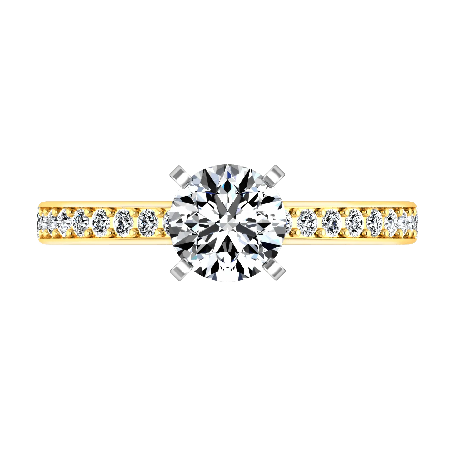 Pave Diamond EngagementRing Belle 14K Yellow Gold