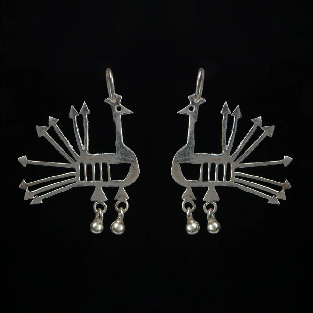 Peacock sterling silver handcrafted earring