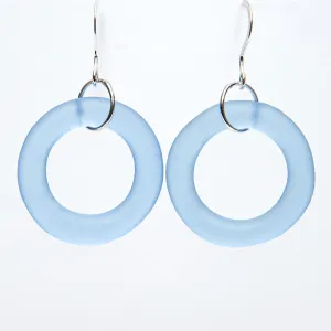 Periwinkle Seaglass Style Simple Earrings Sterling or Gold