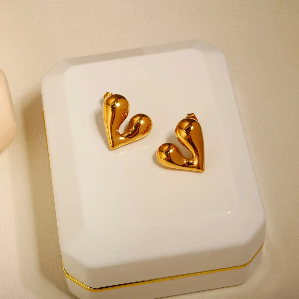Personalized Liquid Heart Earrings Simple Charm Jewelry