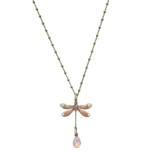 Pink Crystal Dragonfly Necklace