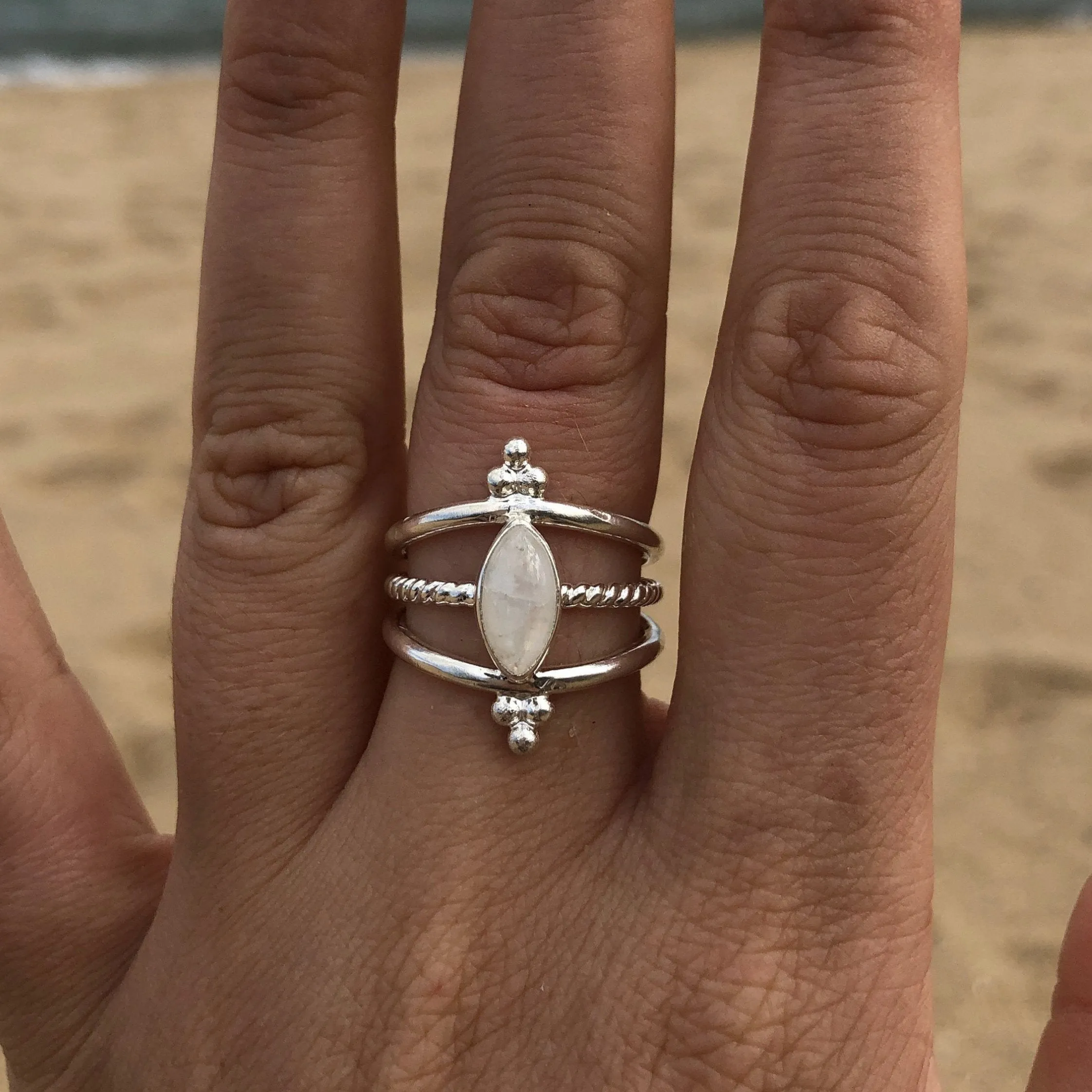 Pixie Sterling Silver Rainbow Moonstone Ring