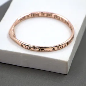 "A best friend is like a four leaf clover" bangle