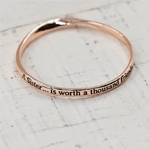 "A sister is worth a thousand friends" bangle