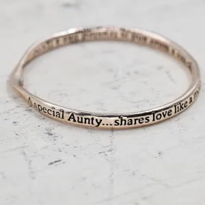 "A special aunty shares love like a mother" bangle