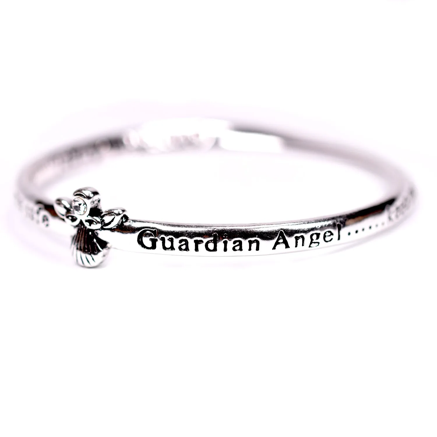 "Guardian Angel keep me safe" word bangle