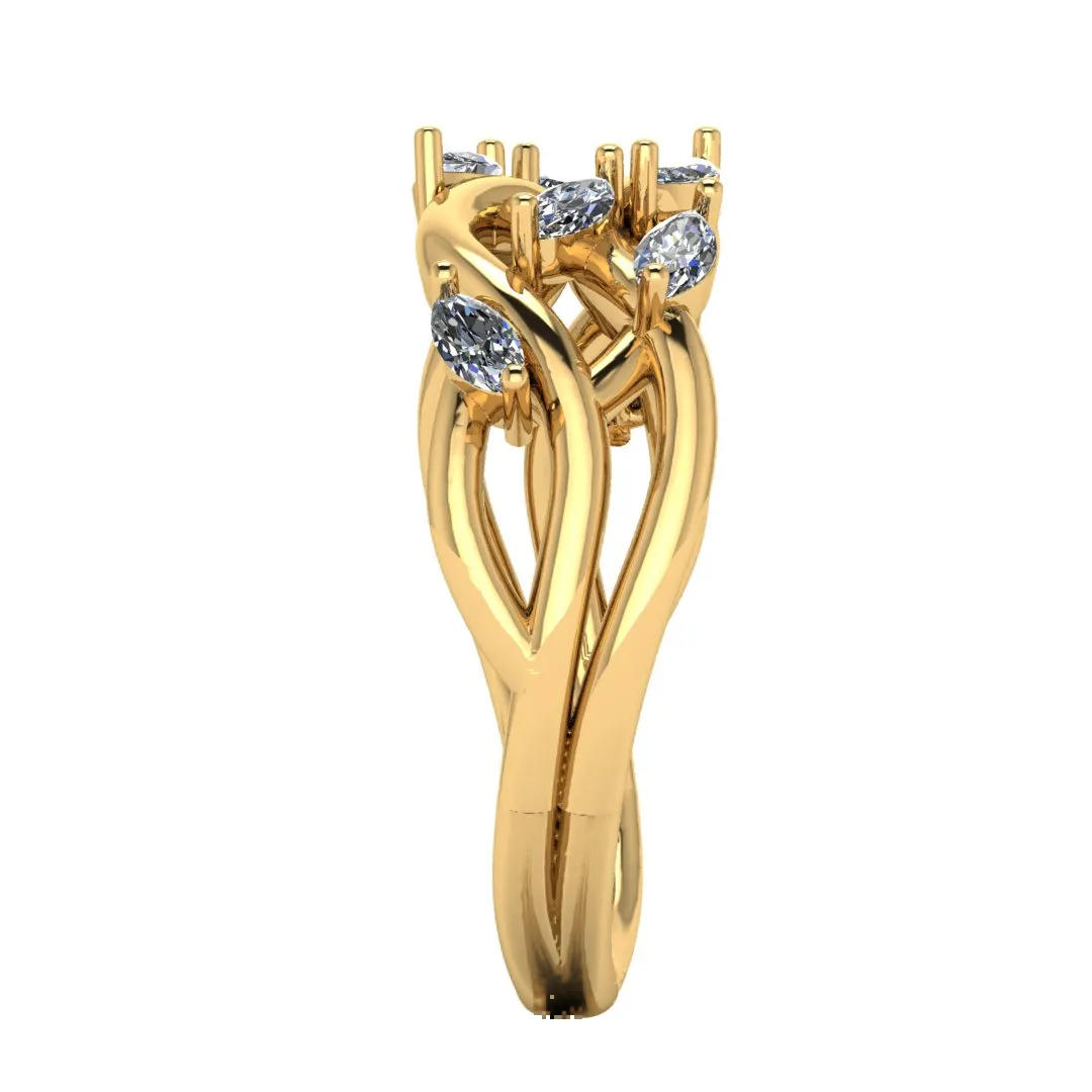 "Lanai" 0.40ct Diamond Nature Interweave Leaf and Branch Half Eternity Ring ET34