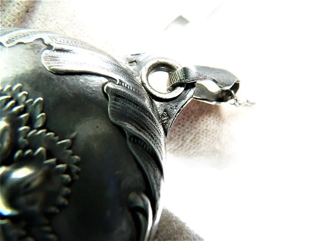 Rare Art Nouveau French Solid Silver Dianthus Locket With 24 Inch Sterling Silver Necklace