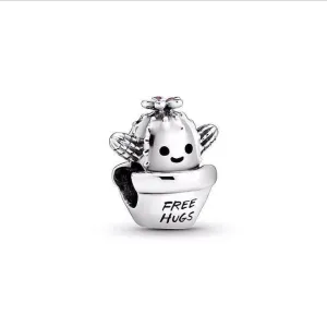 Real 925 Sterling Slver Charms Fit Pandora Bracelet Original Free Hugs Cactus Charm beads Women Diy Jewelry
