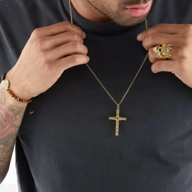 Rebel At Heart Gold Plated Cross Pendant PE909-414-39