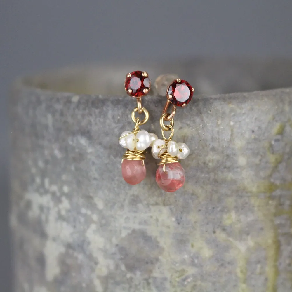 Red Zircon Dew Earrings