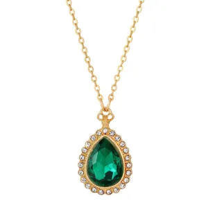 Regency Stone Teardrop Crystal Pendant Necklace 16"   3" Extender