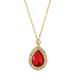 Regency Stone Teardrop Crystal Pendant Necklace 16"   3" Extender