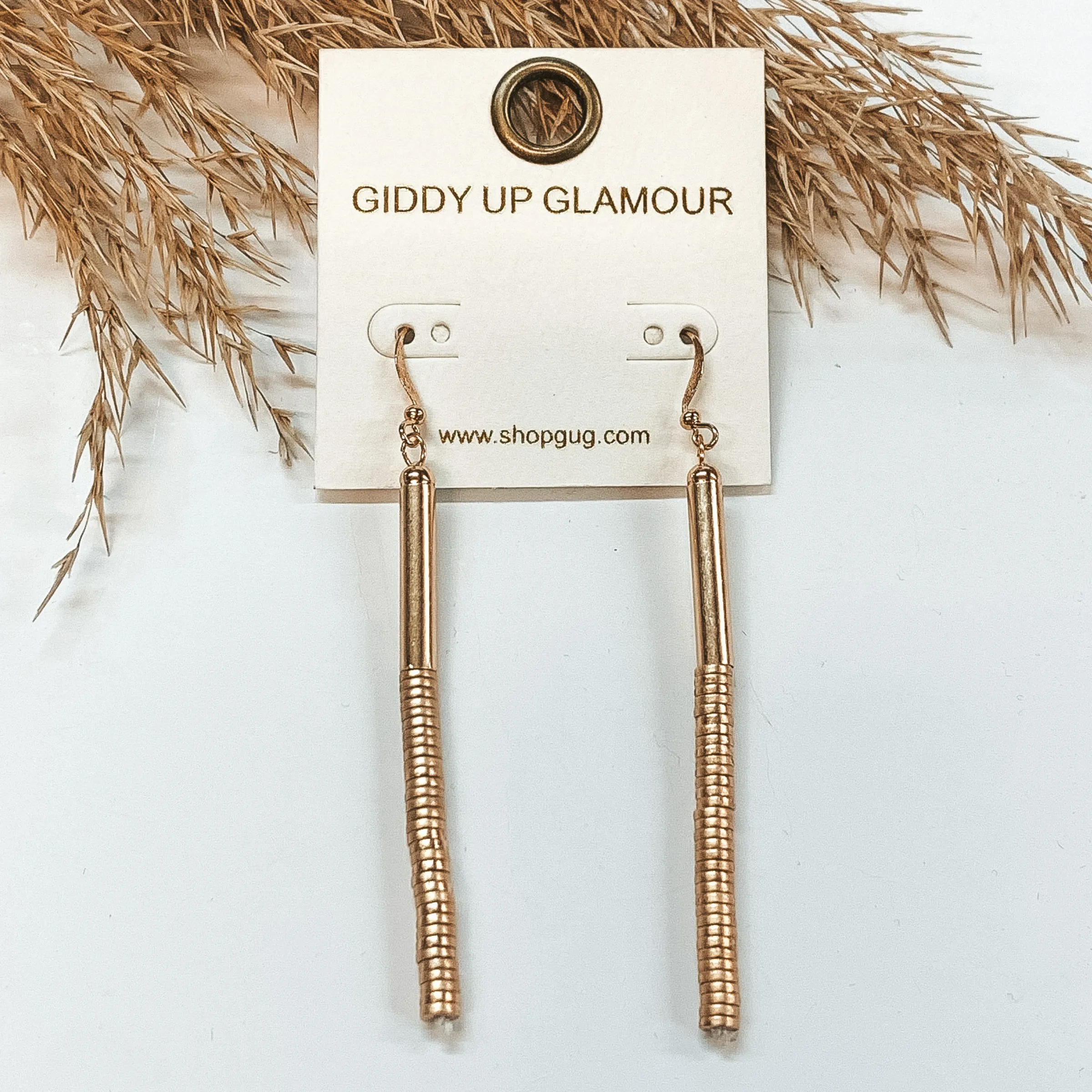 Remember Tonight Drop Metal Disk Beaded Earrings in Gold