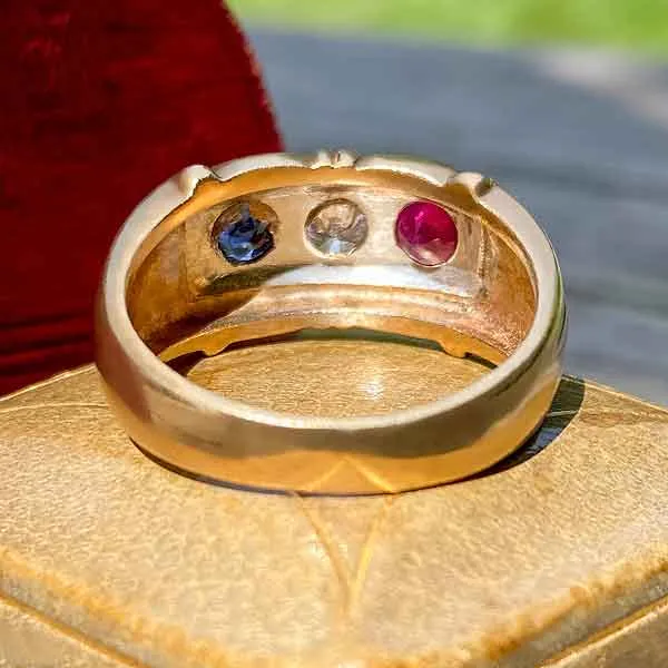Retro Diamond, Ruby & Sapphire Ring