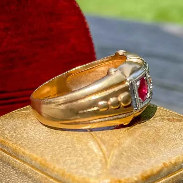 Retro Diamond, Ruby & Sapphire Ring