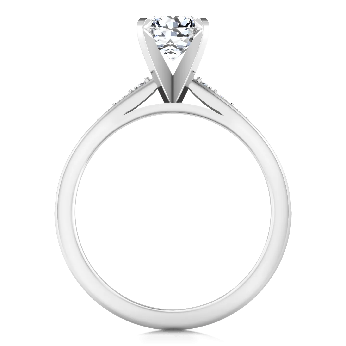 Round Diamond Pave Engagement Ring Belle 14K White Gold