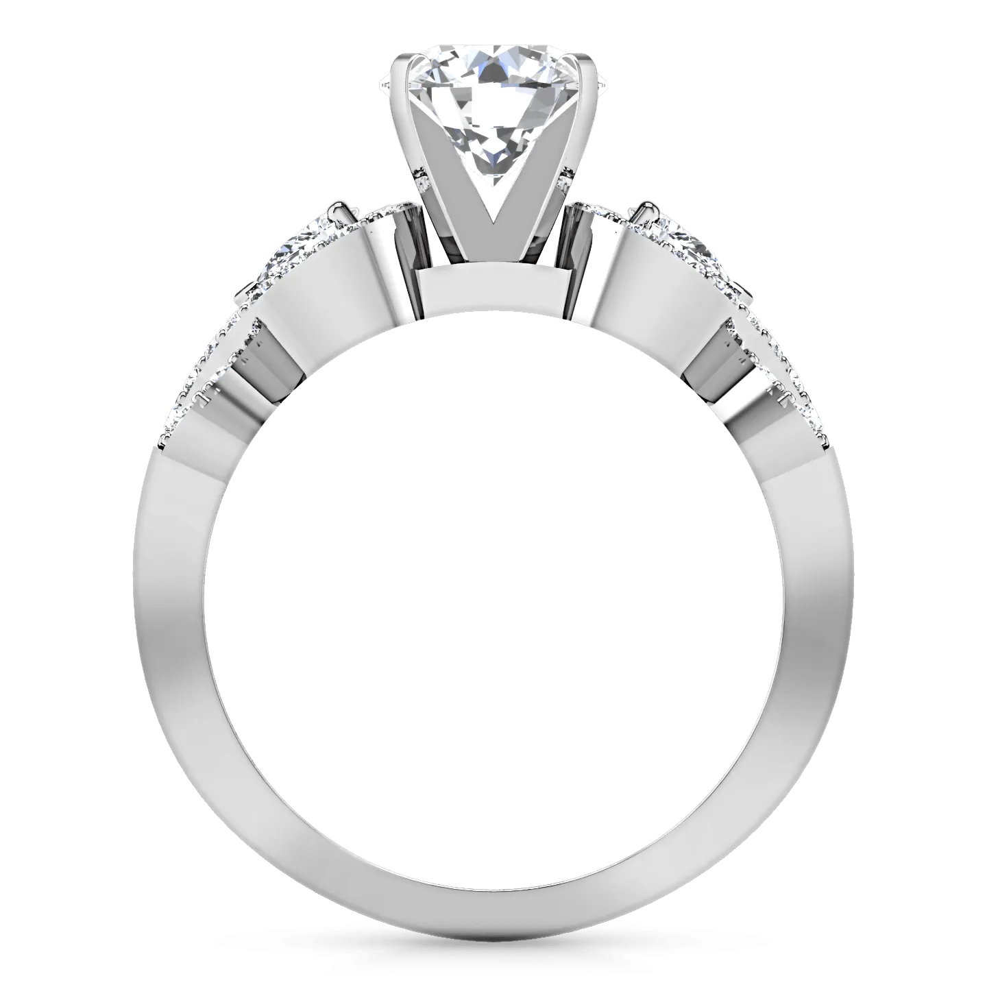 Round Diamond Pave Engagement Ring Chloe 14K White Gold