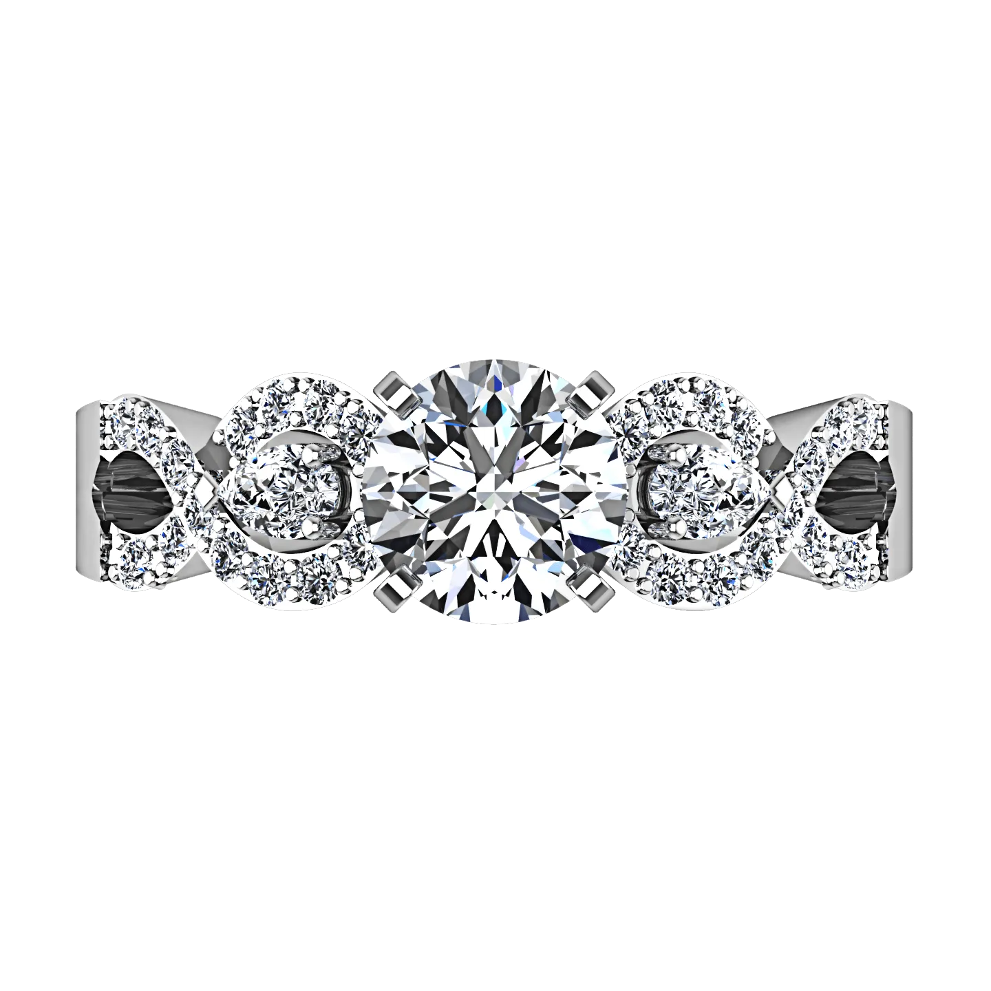 Round Diamond Pave Engagement Ring Chloe 14K White Gold