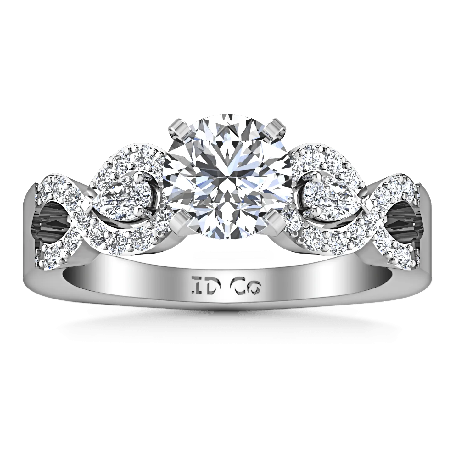 Round Diamond Pave Engagement Ring Chloe 14K White Gold