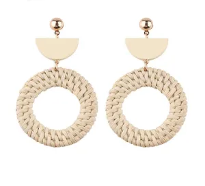 Round Weave Rattan Earrings