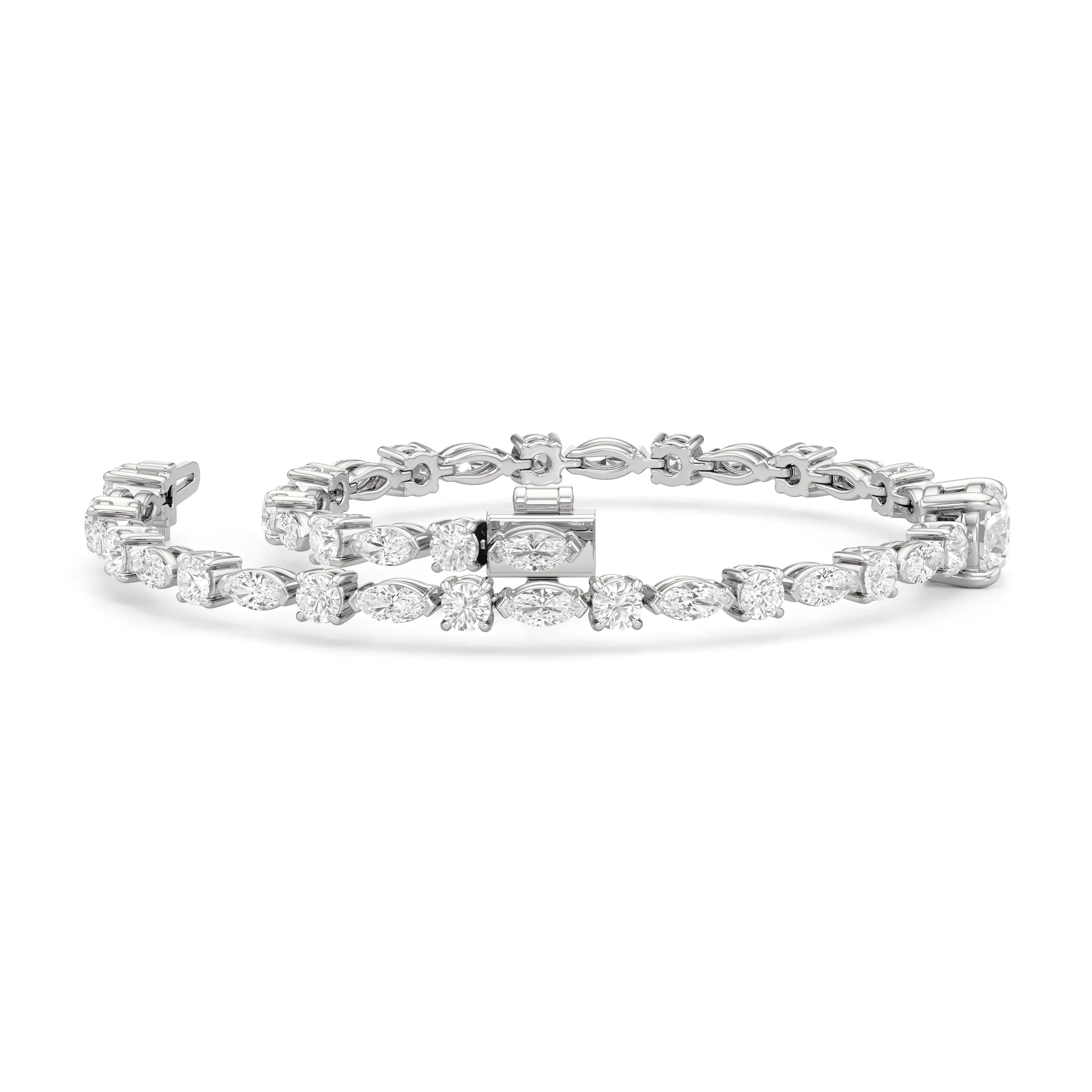 Round with Trailing Round and Marquise Tennis Bracelet