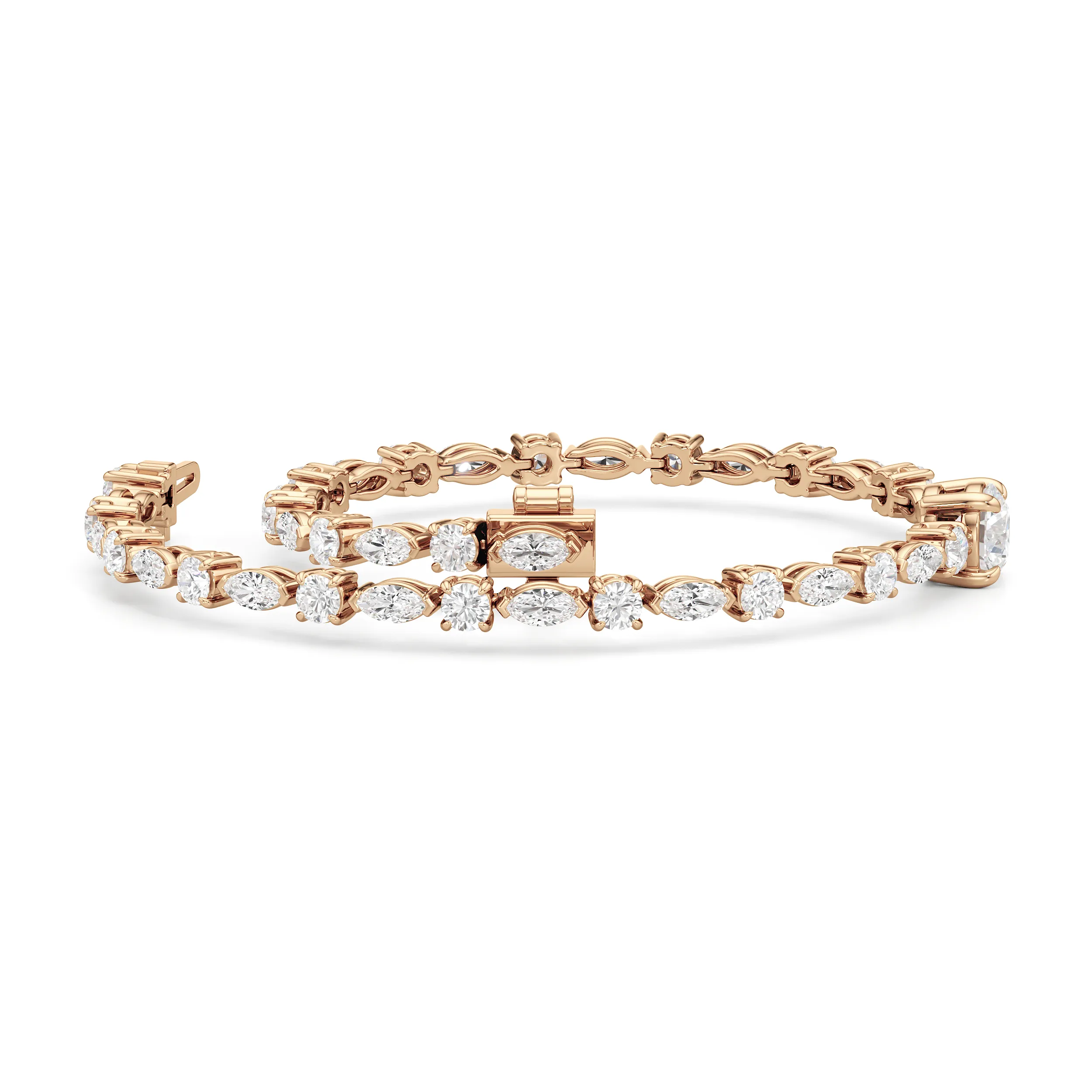 Round with Trailing Round and Marquise Tennis Bracelet