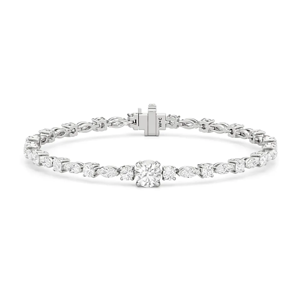 Round with Trailing Round and Marquise Tennis Bracelet