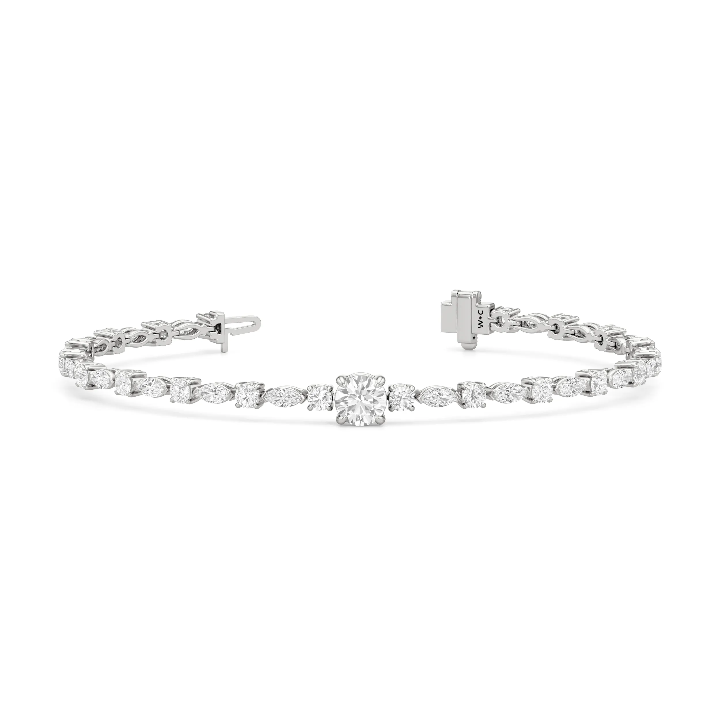 Round with Trailing Round and Marquise Tennis Bracelet