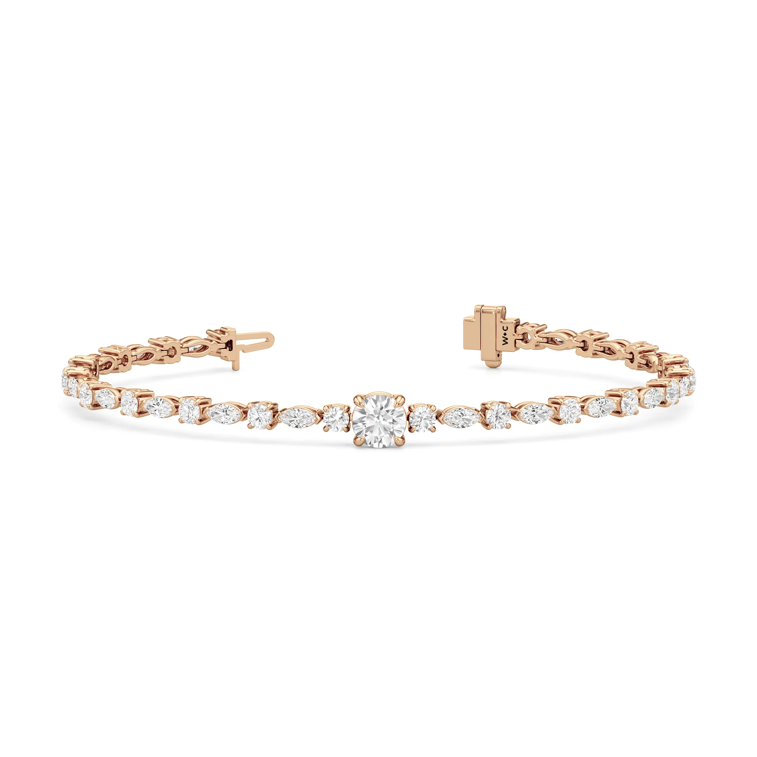 Round with Trailing Round and Marquise Tennis Bracelet