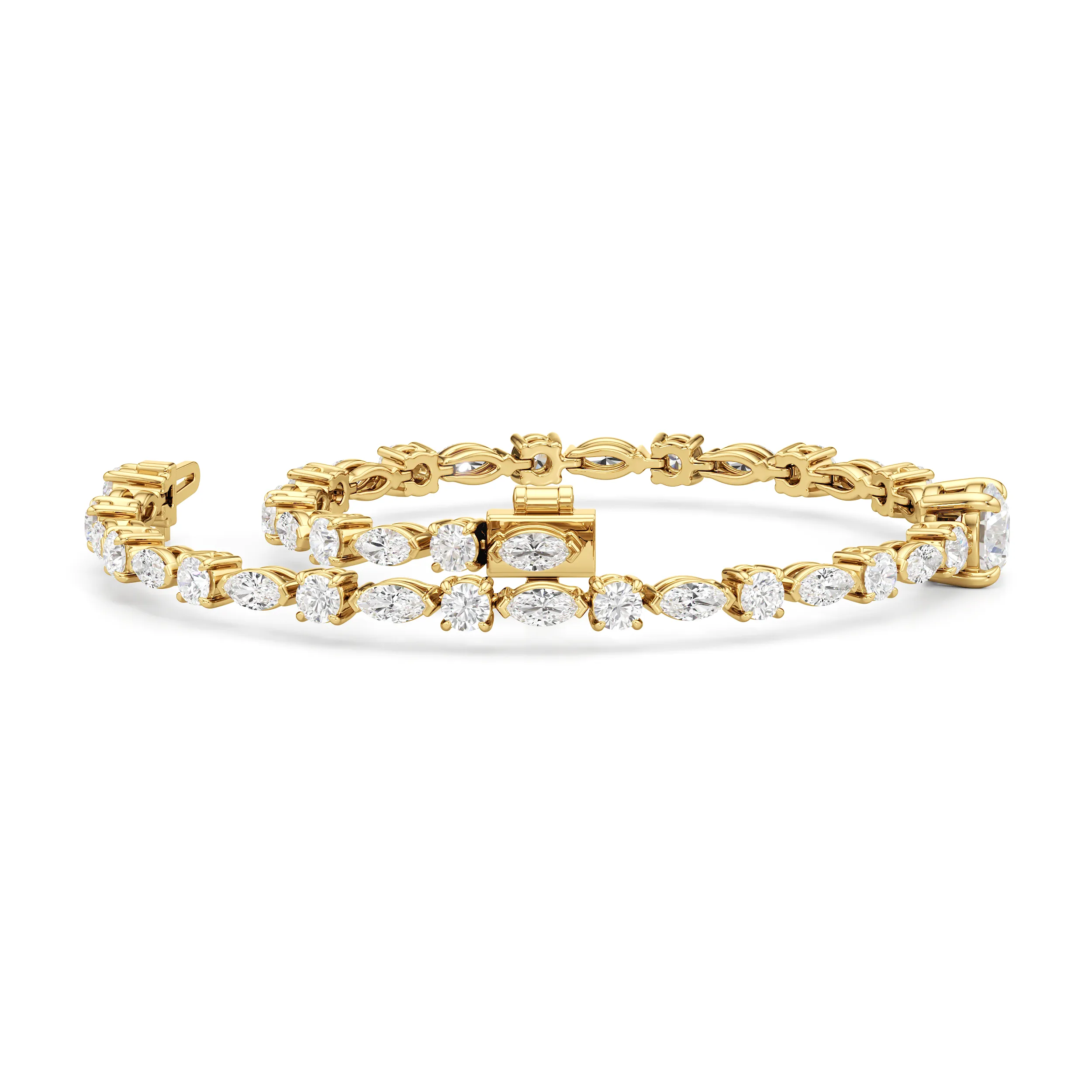 Round with Trailing Round and Marquise Tennis Bracelet